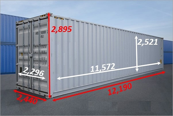 chiều cao xe container hiện nay